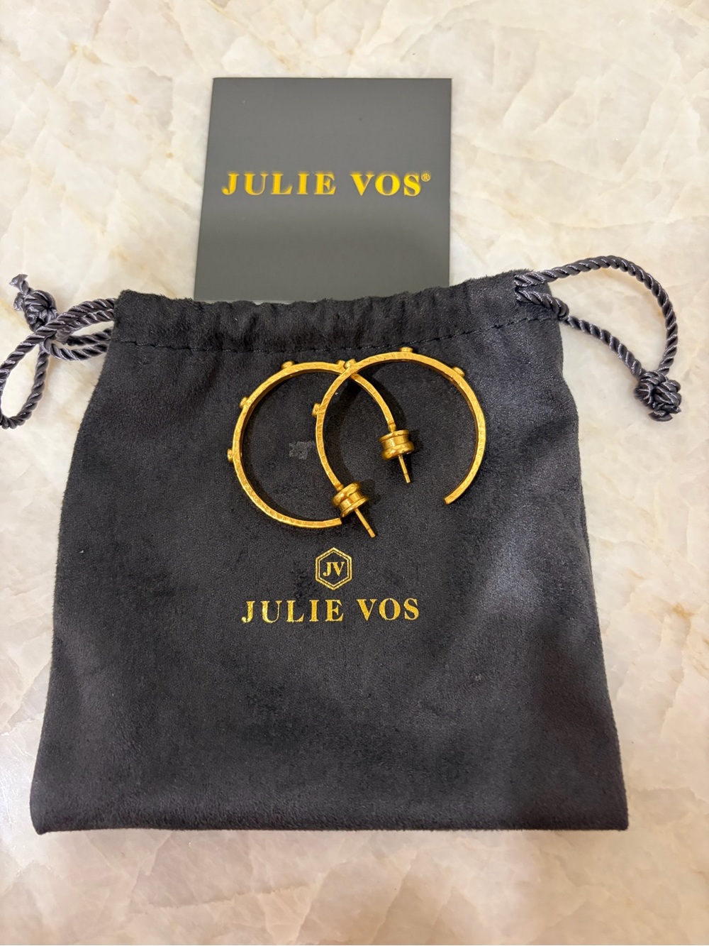 Julie Vos Gold Hoop Earrings - Textured Gold Hoops